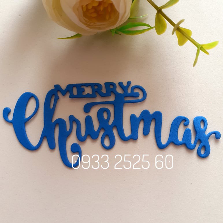 5 chữ Merry Christmas, bằng xốp, 9.5x3.8cm - Chữ trang trí  thiệp, phong thư, bưu thiếp - Xốp mầm non - giấy thủ công