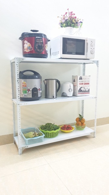 Kệ sắt v lỗ 3 tầng dài 1m rộng 0,3m cao 1,2m màu TRẮNG