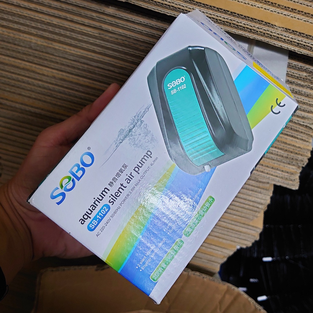 Máy Sục oxy bể cá, máy sủi oxy SOBO SB-1102 1 vòi - Chạy siêu êm