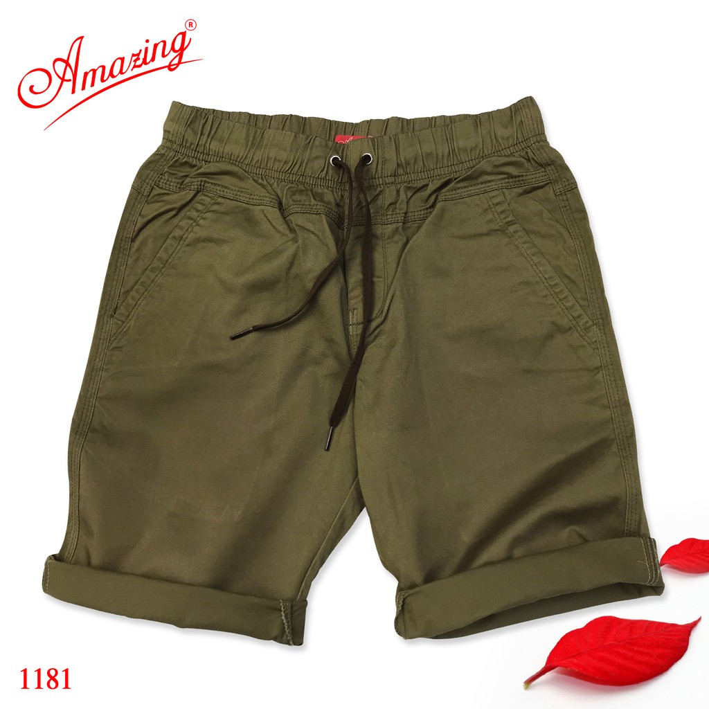 Quần sọt nam thương hiêu Amazing, phong cách thể thao, short kaki lưng thun unisex, có big size