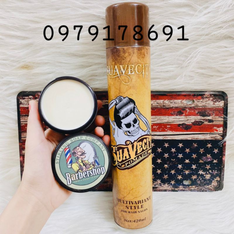 Combo Gôm xịt tóc siêu cứng tạo kiểu giữ nếp +  Sáp tạo kiểu barbershop cố định nếp tóc