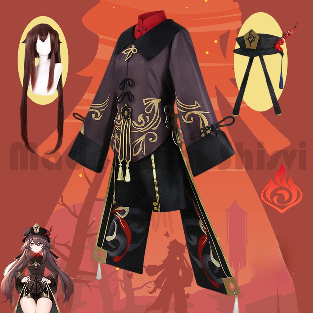 Game GenshinImpact  HuTao Cosplay Bộ Trang Phục Lụa Cosplay Nhân Vật Phong Cách Trung Hoa Cho Nữ