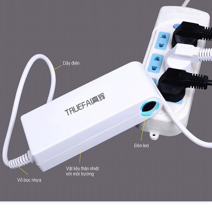 Bộ Đổi Nguồn Trên Ô Tô: 220V Sang 12V Chân Tẩu 10A-120W