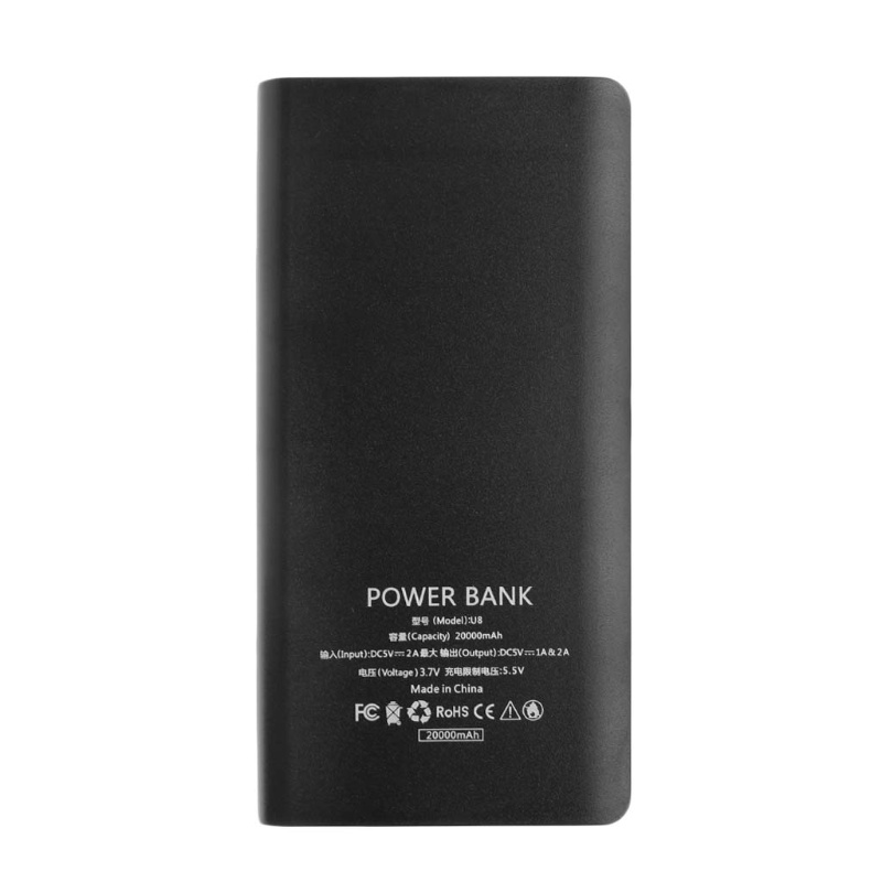 Vỏ Hộp Đựng Pin Sạc Dự Phòng 2 Cổng Usb Có Màn Hình Led Cho 8 Pin 18650