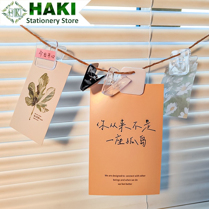 HAKI kẹp giấy trong suốt kẹp bướm giấy kẹp nhựa trong suốt giữ tài liệu tiện lợi KTL06