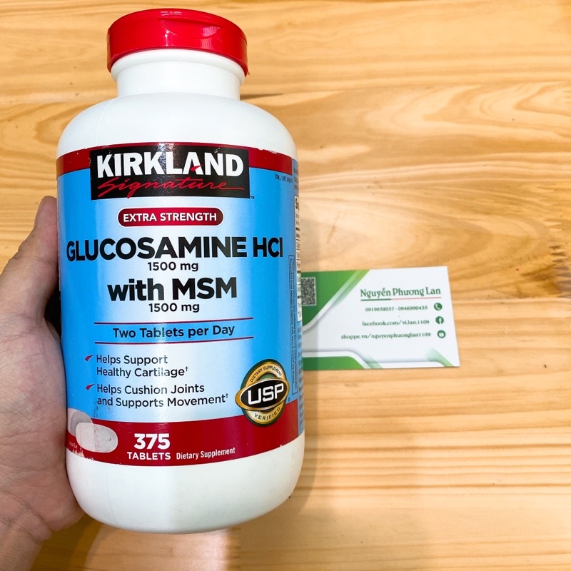 Viên Glucosamin HCL 1500mg With MSM 1500mg glucosamine Kirkland 375 Viên