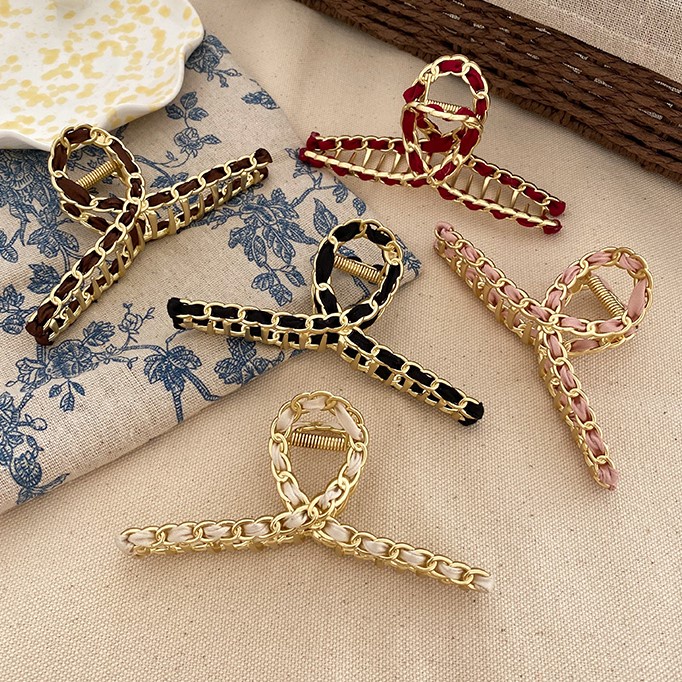 Kẹp Tóc Da Đính Hoa Trà Thời Trang Cho Nữ