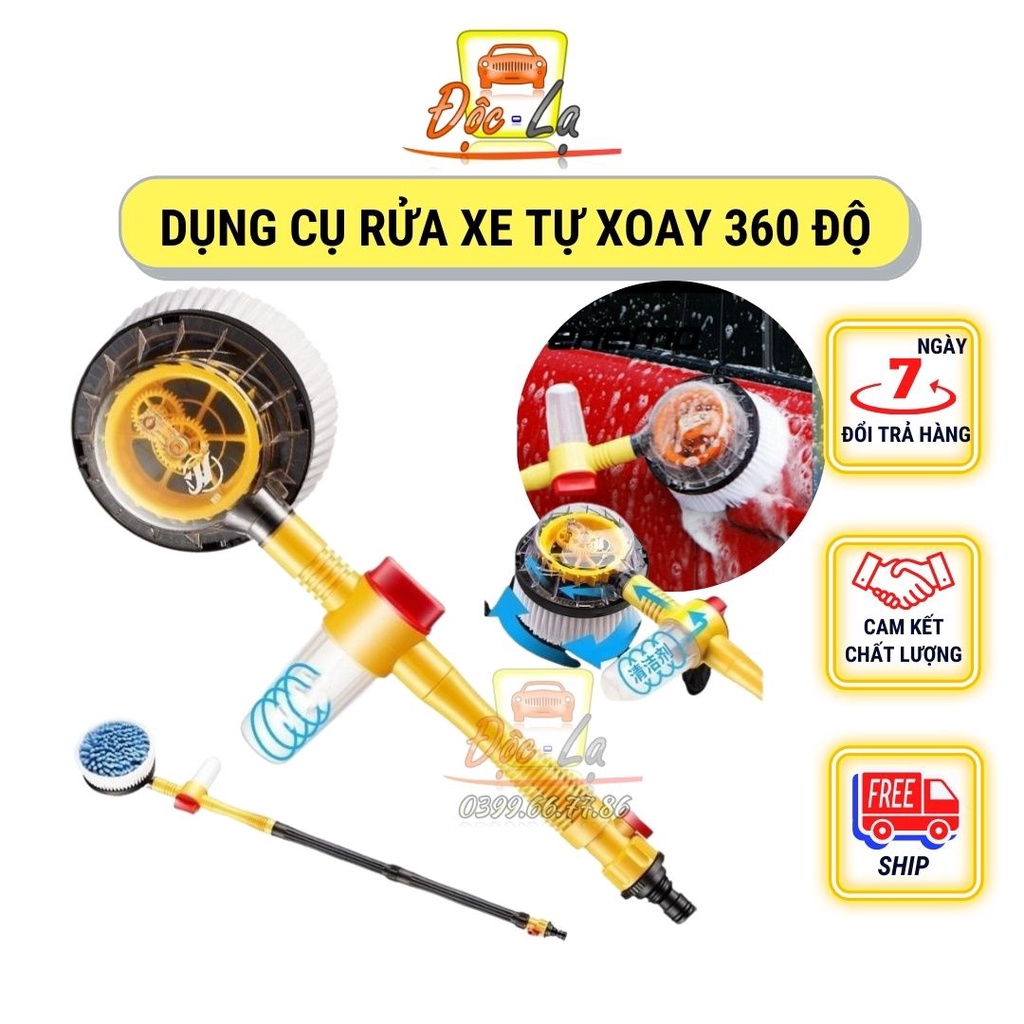 DỤNG CỤ RỬA XE ÔTÔ TỰ XOAY 360 ĐỘ - Vòi Cọ,Cây Rửa Xe Hơi Kết Hợp Bàn Chải Tự Động, Xoay Tròn 360, Tự Tạo Bọt