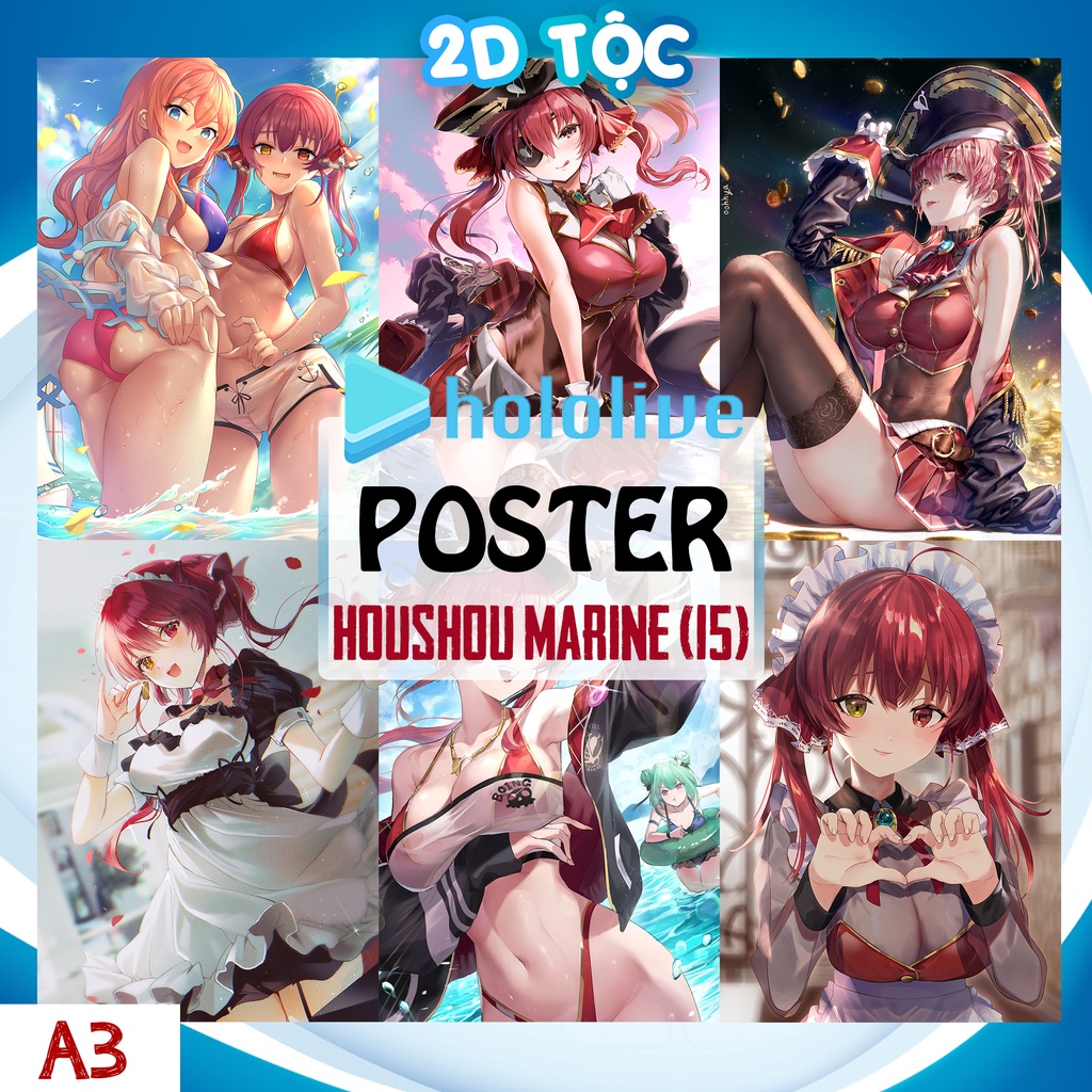 Poster A3 chất lượng chuẩn Houshou Marine Hololive (15) - 2D Tộc Shop