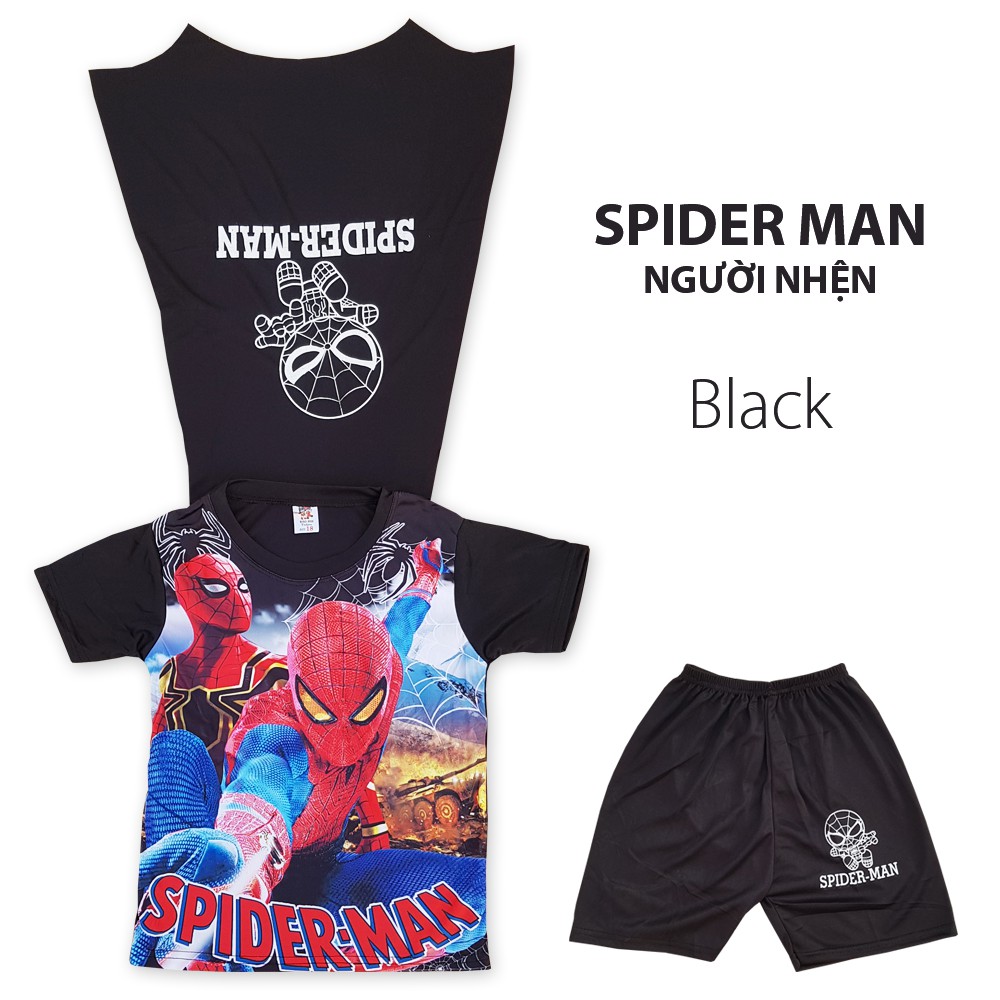 Đồ bộ Spider Man mặc nhà có tà áo siêu nhân tay ngắn quần ngắn size 18-25kg