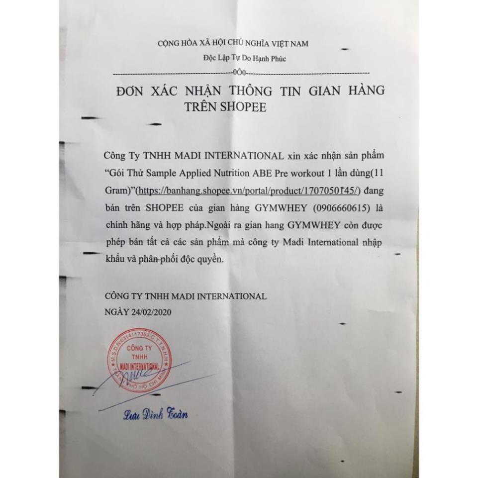 Abe Lon Pre Workout Tăng Sức Mạnh Applied Nutrition ABE 1 lần dùng (330 ml) Authentic 100%