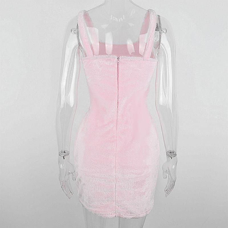 Đầm Nhung Trễ Vai Phối Khoá Kéo Hợp Thời Trang