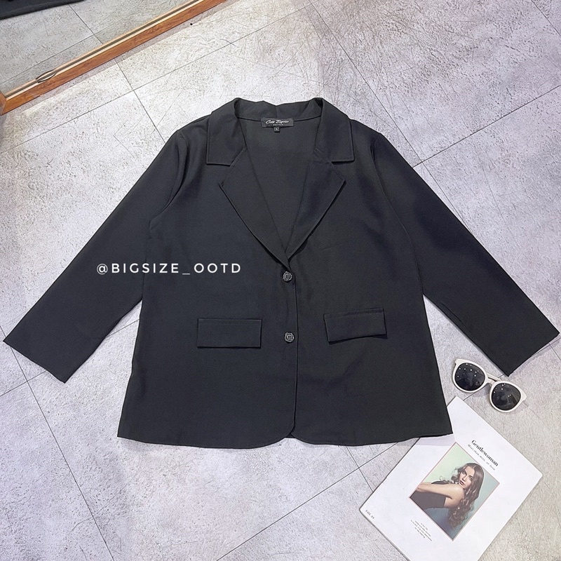 Áo blazer nữ bigsize tay dài túi nắp form rộng [OOTD BIGSIZE 60-90KG] | BigBuy360 - bigbuy360.vn