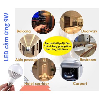 Bóng đèn Led cảm ứng thông minh 9W cảm ứng chuyển động hồng ngoại/ cảm ứng âm thanh