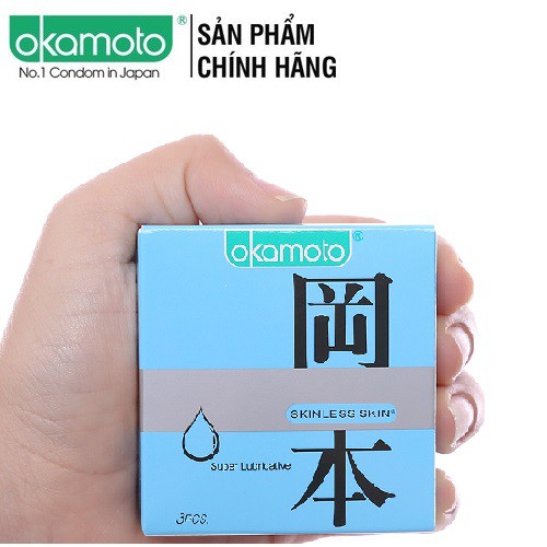 [CHÍNH HÃNG 100%] Bao cao su Okamoto Skinless Skin Super Lubricative, Hộp 3bao, Nhật Bản, BCS Siêu mỏng _ Siêu bôi trơn.