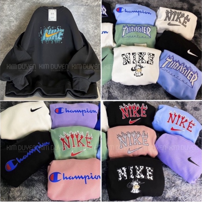 Áo Sweater In Ủi Logo Áo Sweater Tay Bồng Chất Nỉ Ngoại Dày Dặn Form Rộng Freesize Unisex Ảnh Thật THE UNI