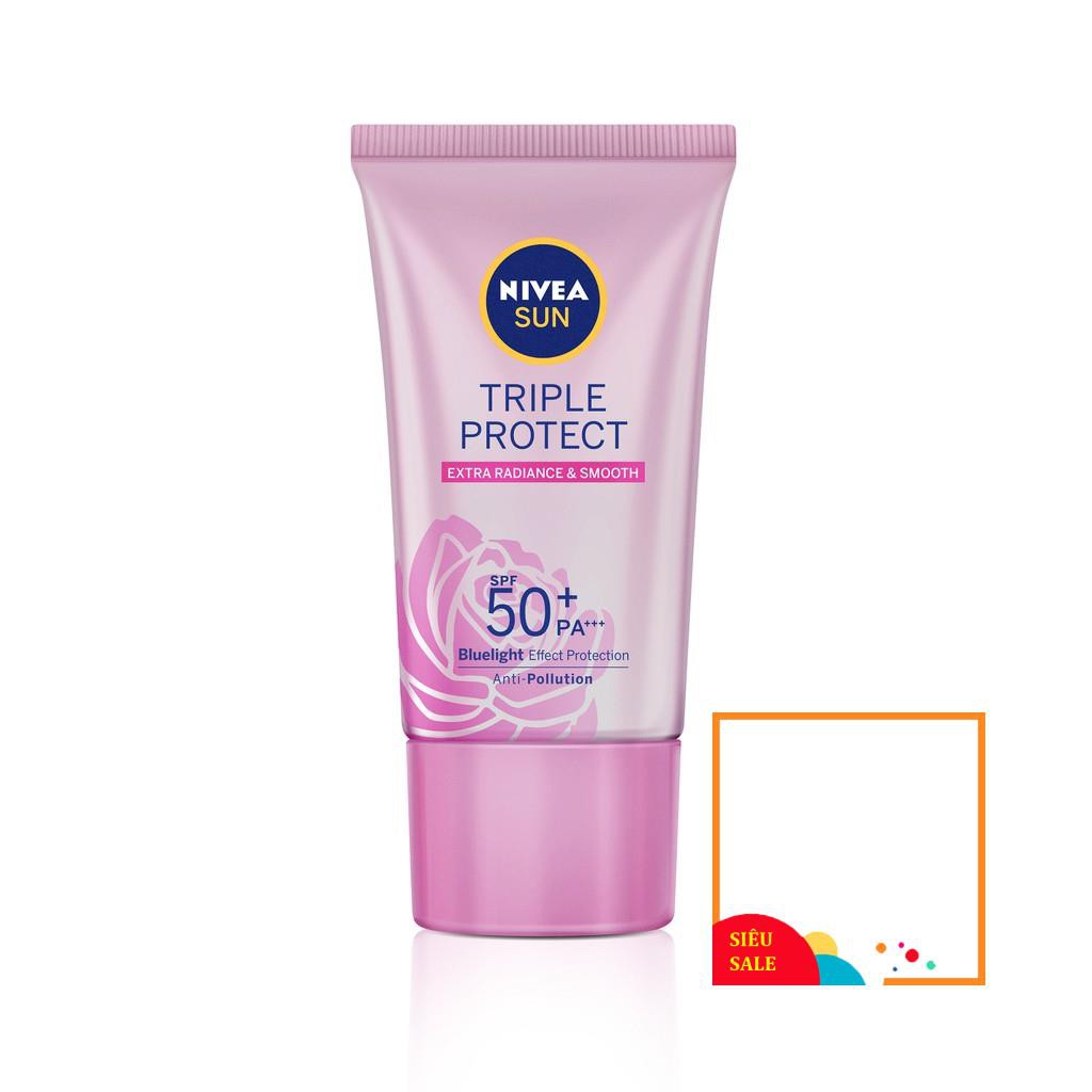 [Độc Quyền] Kem Chống Nắng Dưỡng Da Sáng Mịn NIVEA SUN Triple Protect Extra Radiance & Smooth SPF50+ PA+++ 40ml - 85536