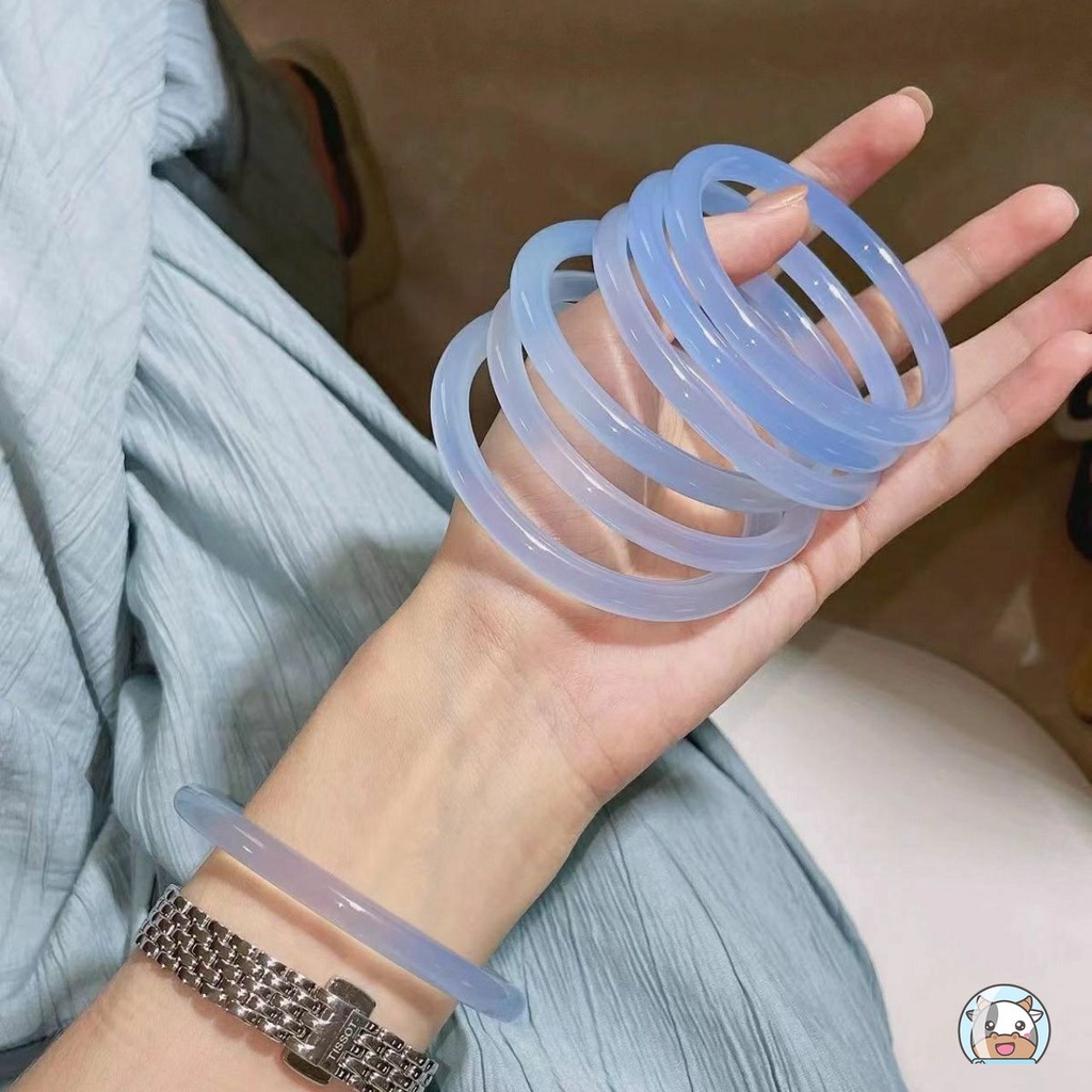 Vòng Tay Nữ Đính Đá Ngọc Bích Giả Màu Xanh Sữa Thời Trang