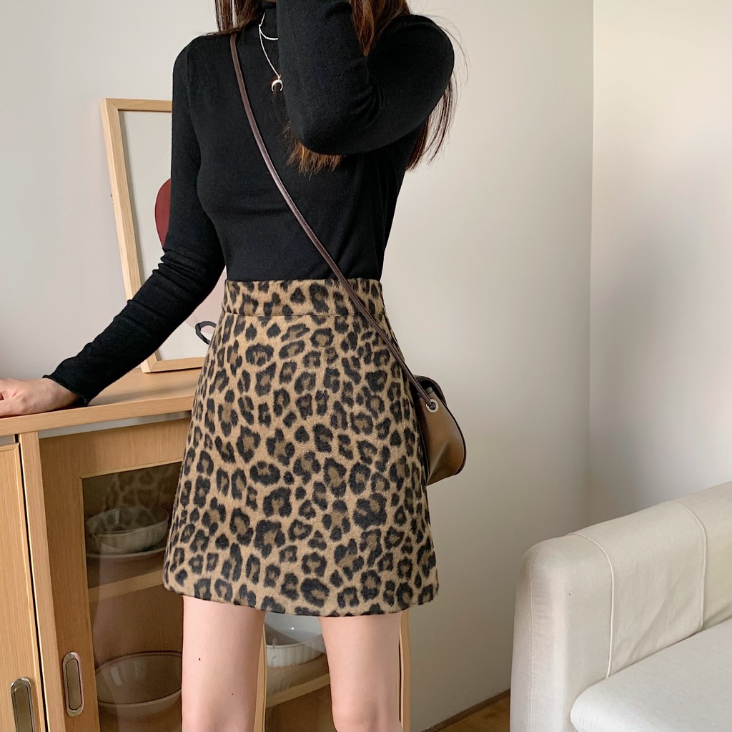 Chân Váy Xiaozhainv Chữ A Lưng Cao Họa Tiết Da Báo Phong Cách Vintage | BigBuy360 - bigbuy360.vn