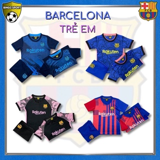 Quần Áo Bóng Đá TRẺ EM BARCELONA Thun Lạnh Giá Rẻ Đẹp Mẫu Mới 22 - 23 Màu Xanh Đỏ & Đen Hồng & Xanh Dương BINGO SPORT