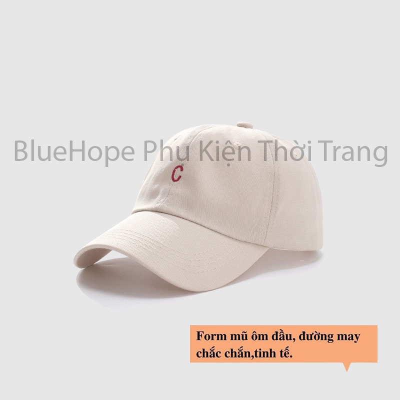 [Mã FAMARAL1 giảm 10K đơn 50K]Mũ lưỡi chai nam nữ nón chữ C Thêu Bluehope giá rẻ nhiều màu mẫu mới MN17
