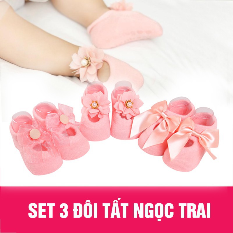 Set 3 đôi tất nơ cho bé trai, bé gái