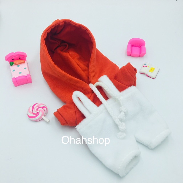 Outfit Doll Áo Hoodie Kèm Quần Yếm