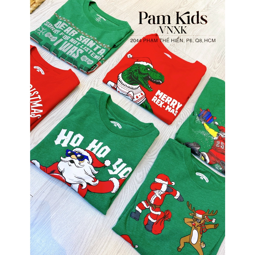 P43 Áo thun Unisex chủ đề Giáng sinh Noel Đỏ hàng xuất xịn cho bé trai bé gái