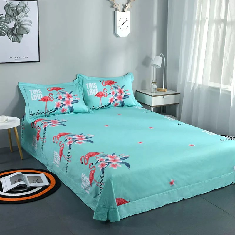Bộ vỏ chăn ga gối cotton 100% (Hạc Xanh)