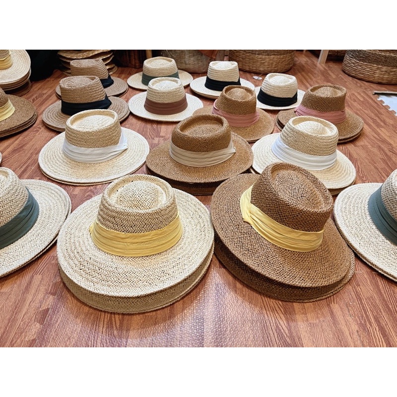Mũ cói cao cấp đi biển rộng vành tự nhiên Panama Gaucho đóng gói hộp to không bị hỏng form nón Xinh