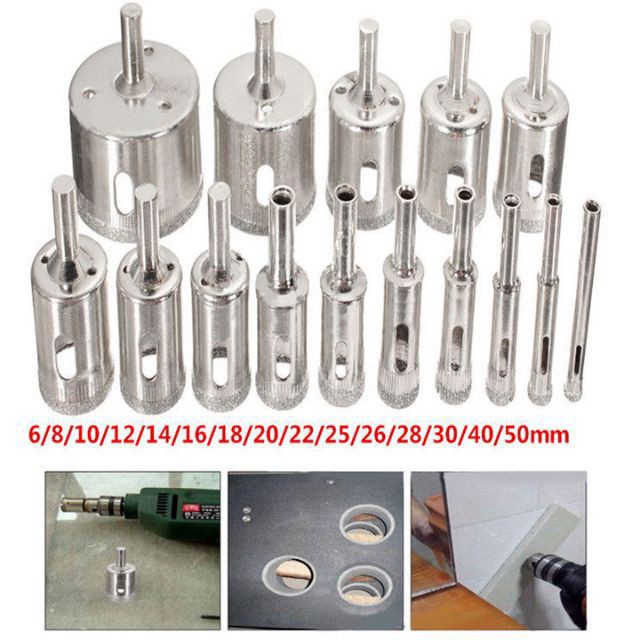 Bộ 15 mũi khoan gạch men - mũi khoan kính 6-50mm