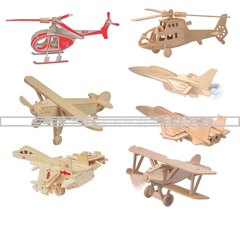 Đồ chơi xếp hình trẻ em, trò chơi lắp ráp, mô hình lắp ghép trang trí bằng gỗ 3D Máy bay các loại