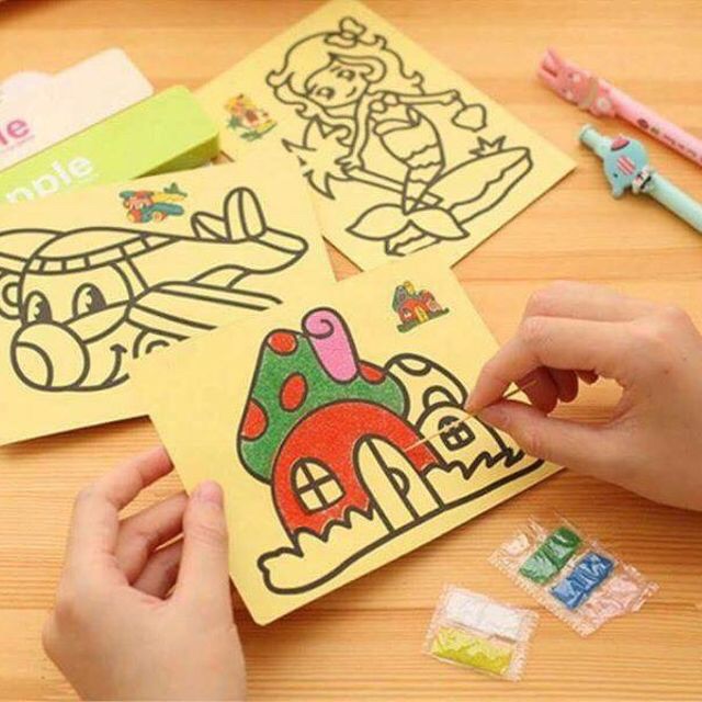 Bộ 20 tranh cát cho bé kèm cát chỉ 58k tất cả