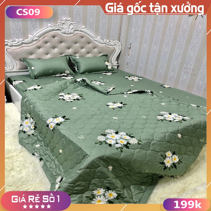 Trọn bộ Chăn Ga 5 Món, Chăn Ga Giá Rẻ Chất Liệu Cotton Poly ⚡Chăn Ga Gối⚡ Hoa Baby chăn trần bông hai mặt hàng loại 1