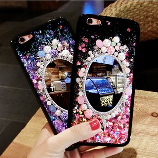 Case Ốp lưng kim tuyến nước có gương cho iPhone 6 6s 7 8 Plus