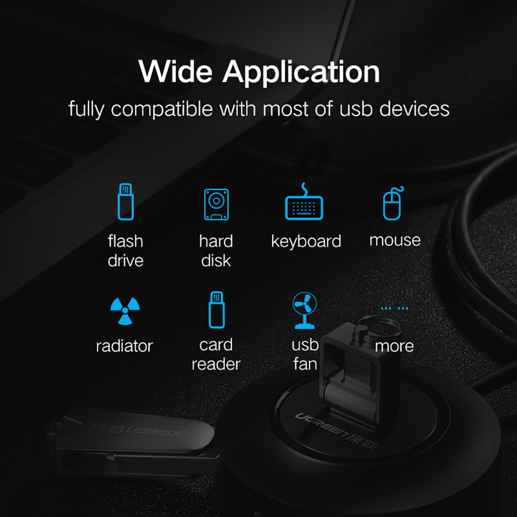 HUB USB 2.0 Chia 1 ra 4 Hỗ trợ OTG Cao Cấp UGREEN CR106