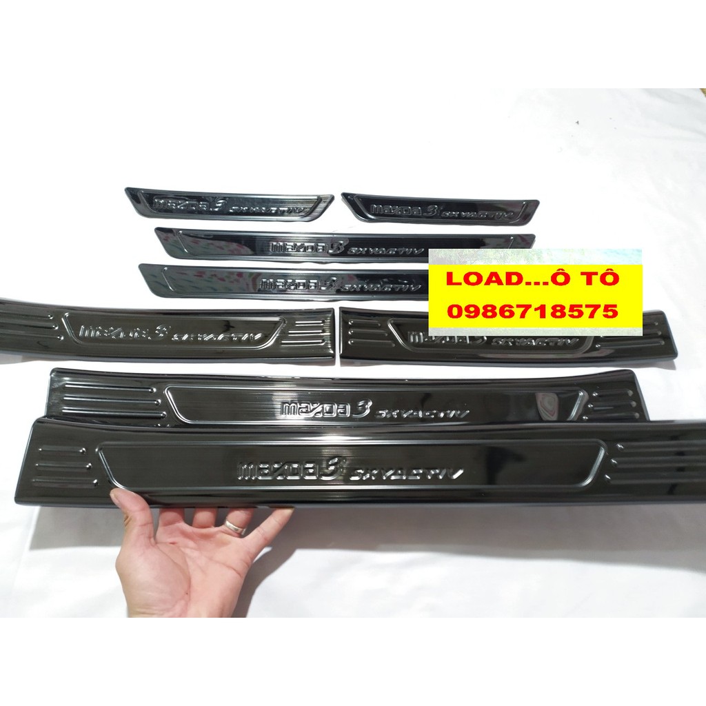Ốp Bậc Cửa, Nẹp Bước Chân Trong, Ngoài xe Mazda 3 2023-2020 Chất Liệu Titan Cao Cấp,Có Logo Mazda 3