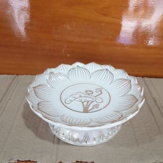 Đĩa trái cây sứ trắng bạch ngọc cao cấp cao 5cm