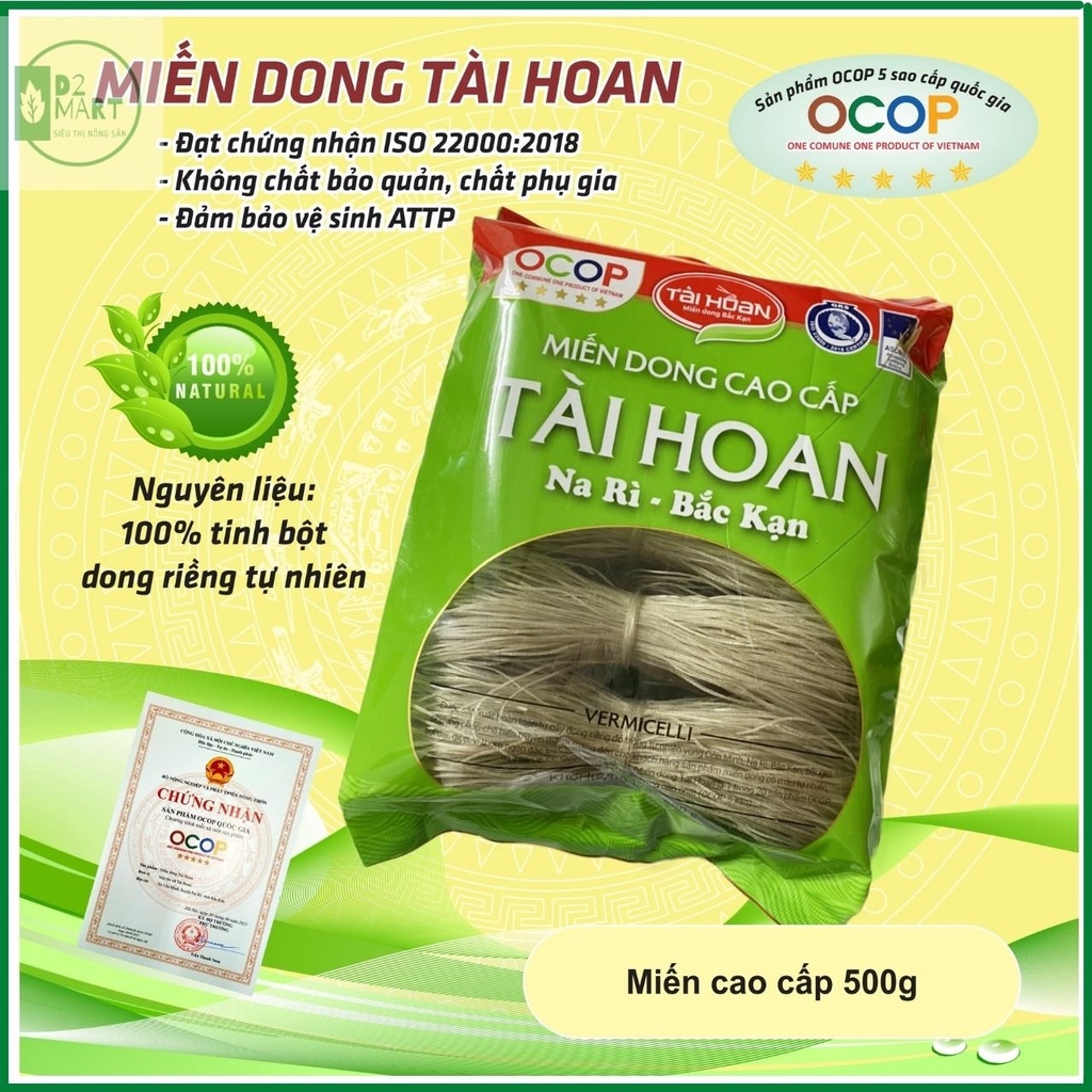 Miến dong cao cấp Tài Hoan - Đặc sản Na Rì, Bắc Cạn - Túi 500gr - Sản phẩm OCOP 5sao - Siêu thị nông sản D2 Mart