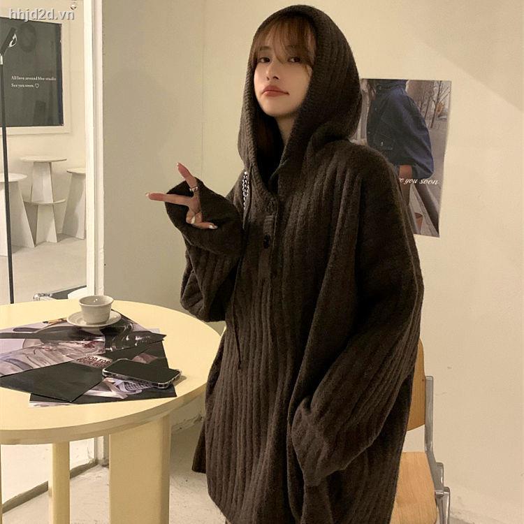 Áo Khoác Len Có Mũ Trùm Dày Dặn Phong Cách Mori Thời Trang Thu Đông Cho Nữ