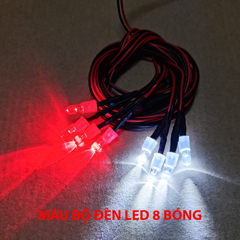 Bộ đèn led trang trí 4 bóng/8 bóng để ráp tàu, xe, máy bay điều khiển từ xa