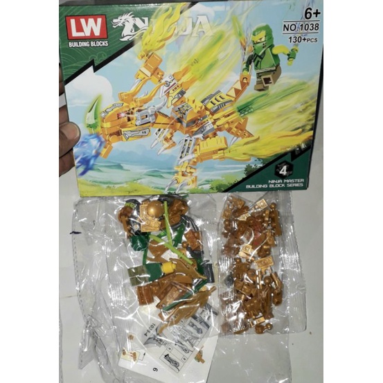 Lắp ráp 1 hộp Ninjago cưỡi Rồng 1038 có nhiều chi tiết bằng nhựa ABS rất đẹp