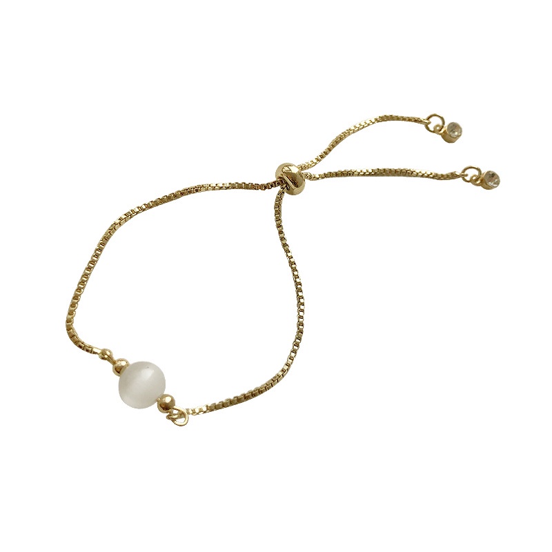 Vòng Đeo Tay Có Thể Điều Chỉnh Dây Phối Đá Opal Phong Cách Retro Pháp Cho Nữ