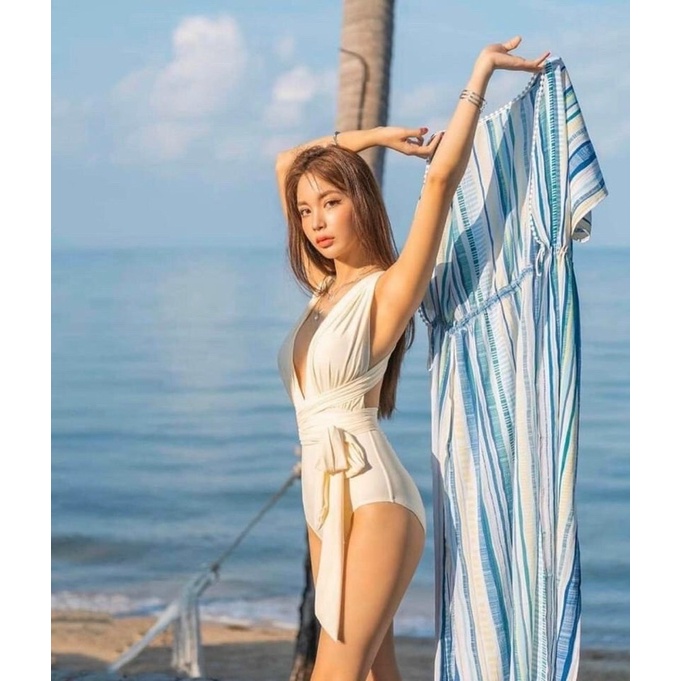 Bikini áo tắm 1mảnh liền thân nơ dài ( Hàng có sẵn )