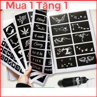 Mực Xăm Tạm Thời 15 ngày chống nước ( Tặng kèm 1 tờ khuôn xăm đủ loại) + Hướng dẫn