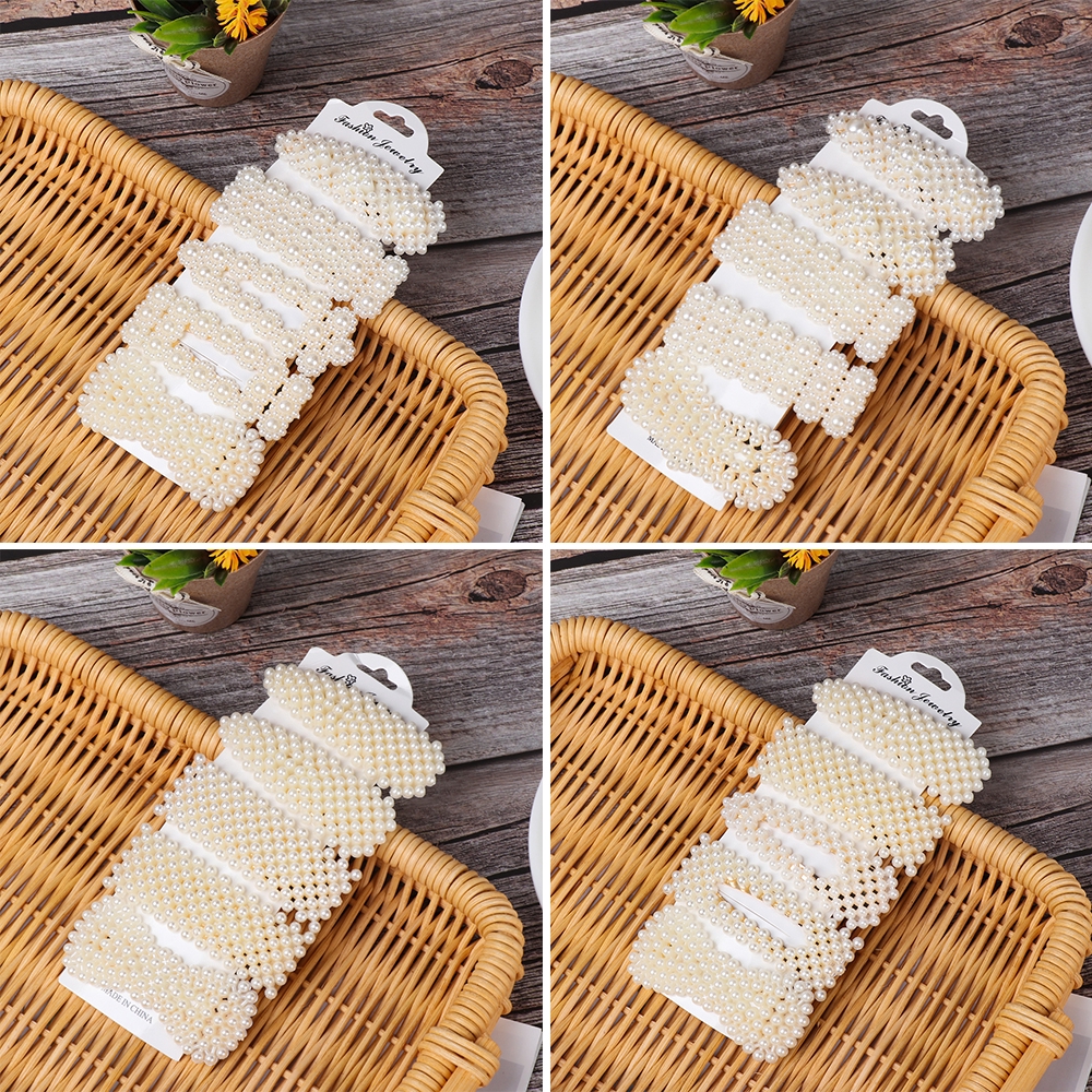 Set 5 kẹp tóc đính ngọc trai phong cách Hàn Quốc cho nữ