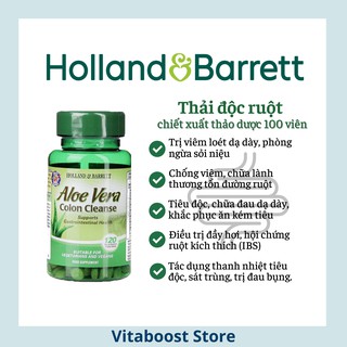 Viên uống thải độc ruột 120 viên Aloevera Colon Cleanse chính hãng Holland Barrett ANh
