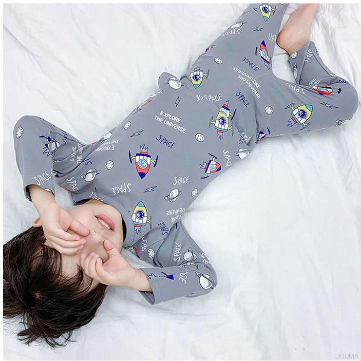 Bộ đồ ngủ hai mảnh có áo tay dài và quần dài dễ thương cho bé trai
