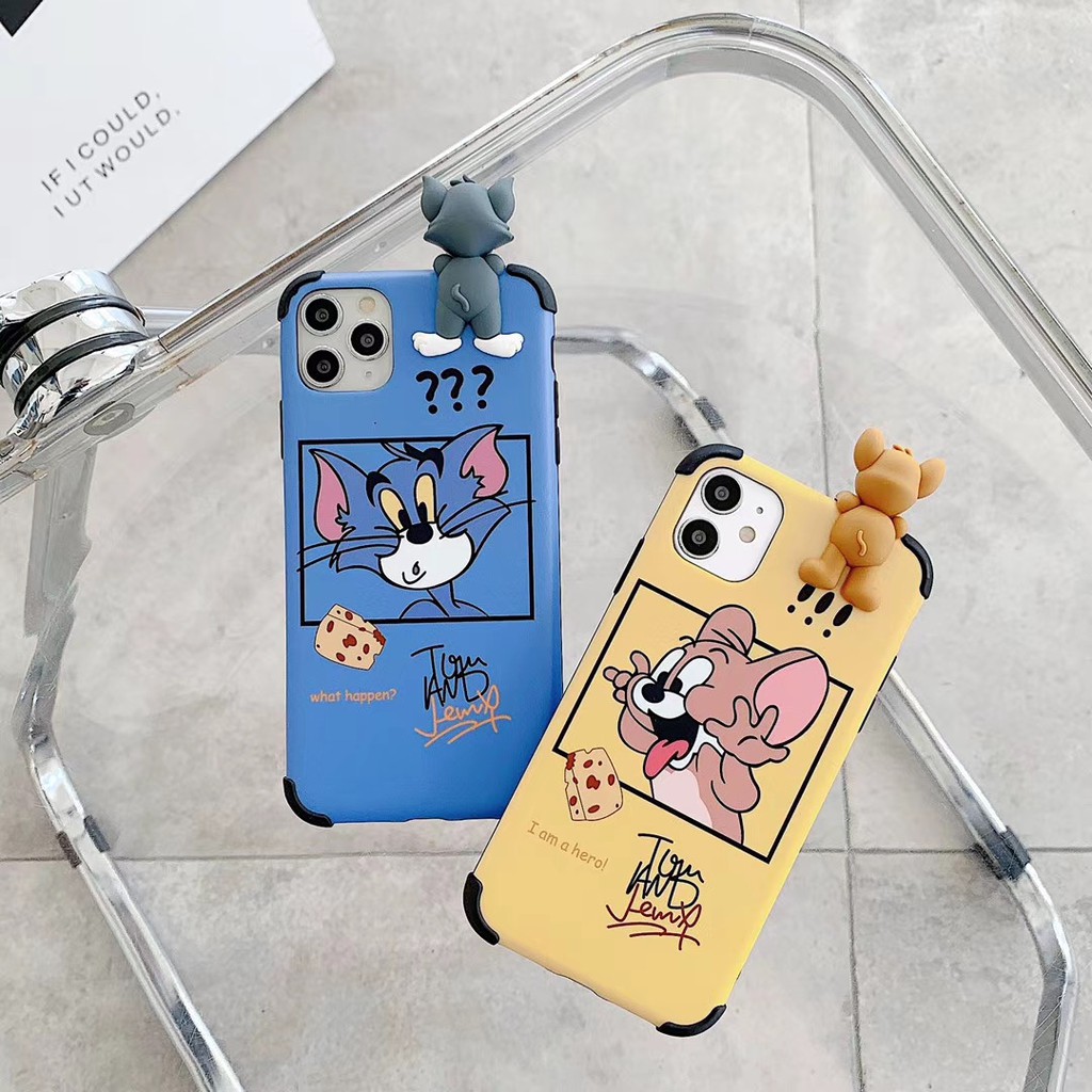 Cute cat and happy mouse 3D relief Case iPhone 6 6s 7 8 plus X XS XR XSmax 11 Pro Promax Soft Phone Case COD | BigBuy360 - bigbuy360.vn