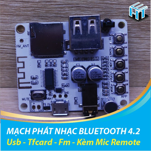 MẠCH PHÁT NHẠC BLUETOOTH 4.2 HỖ TRỢ USB - TFCARD - FM - KÈM MIC REMOTE